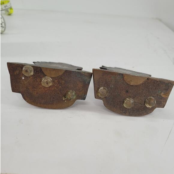 Vintage‎ English Galleons Bronze Heavy Metal Pair of Signed Bookends - Picture 10 of 11